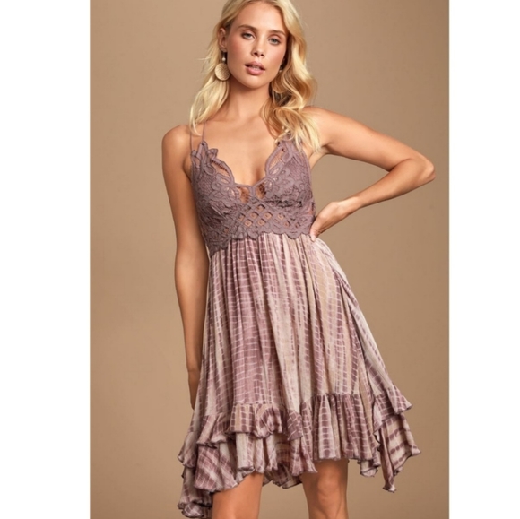 Free People Dresses & Skirts - Free People Adella Slip Tie-Dye Lace Dress L